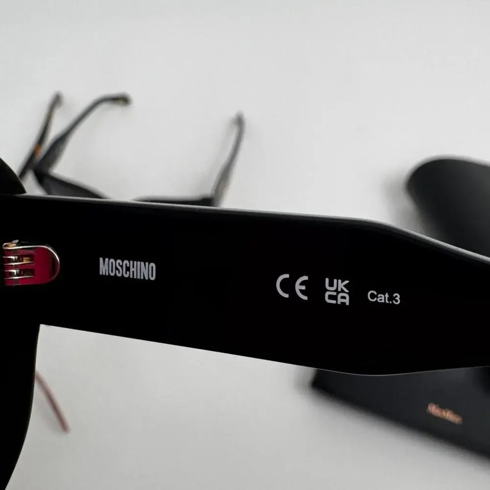 Moschino NWT Heart Shaped Jet Black Oversized Frame Sunglasses - Picture 7 of 12